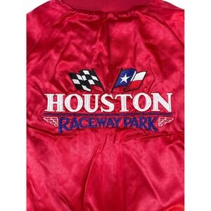 Vintage 80's WestArk Houston Raceway Park Satin Bomber Jacket Red USA MADE